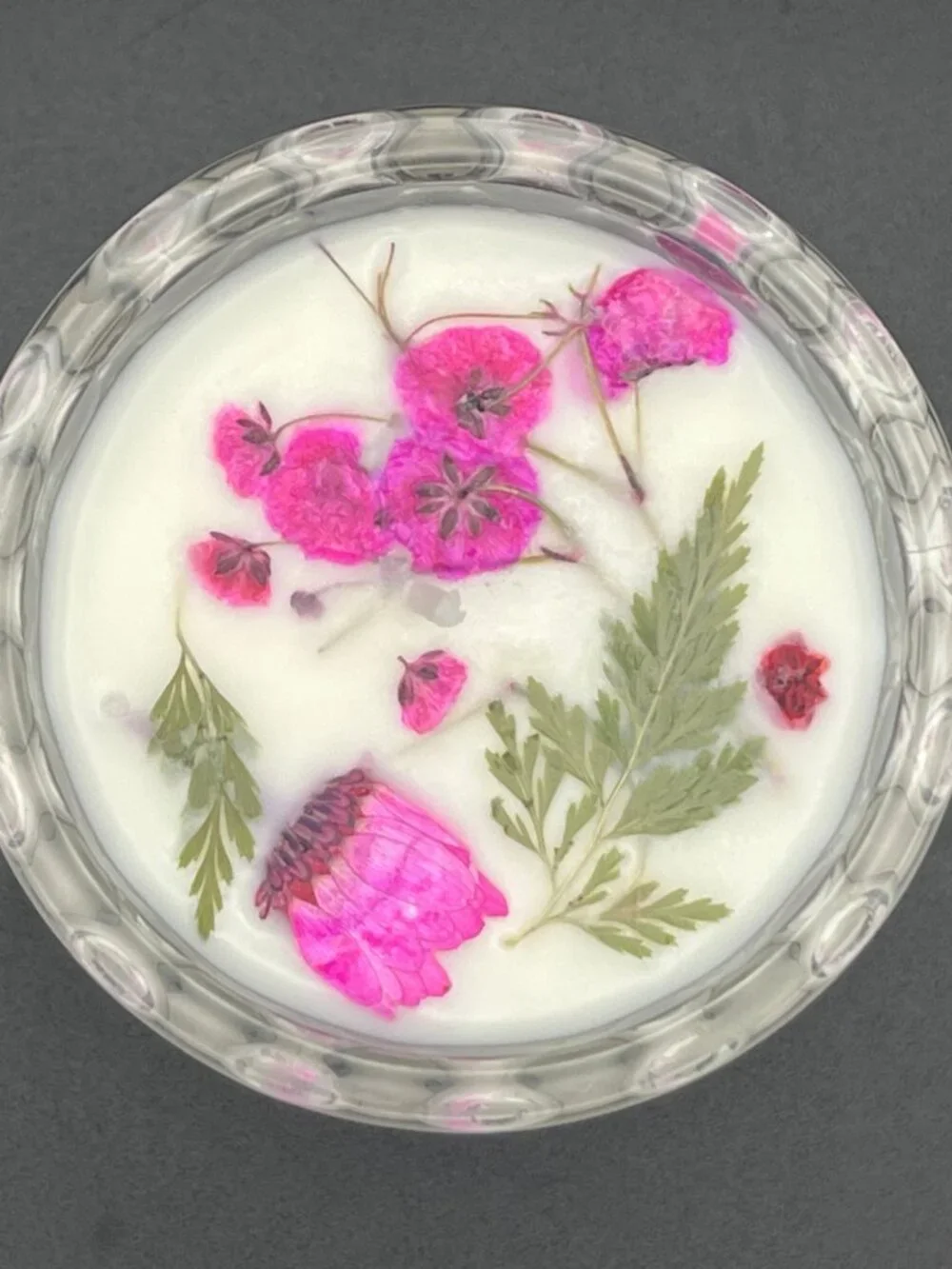 Pink Posy Clear Bubble Glass Votive Candle